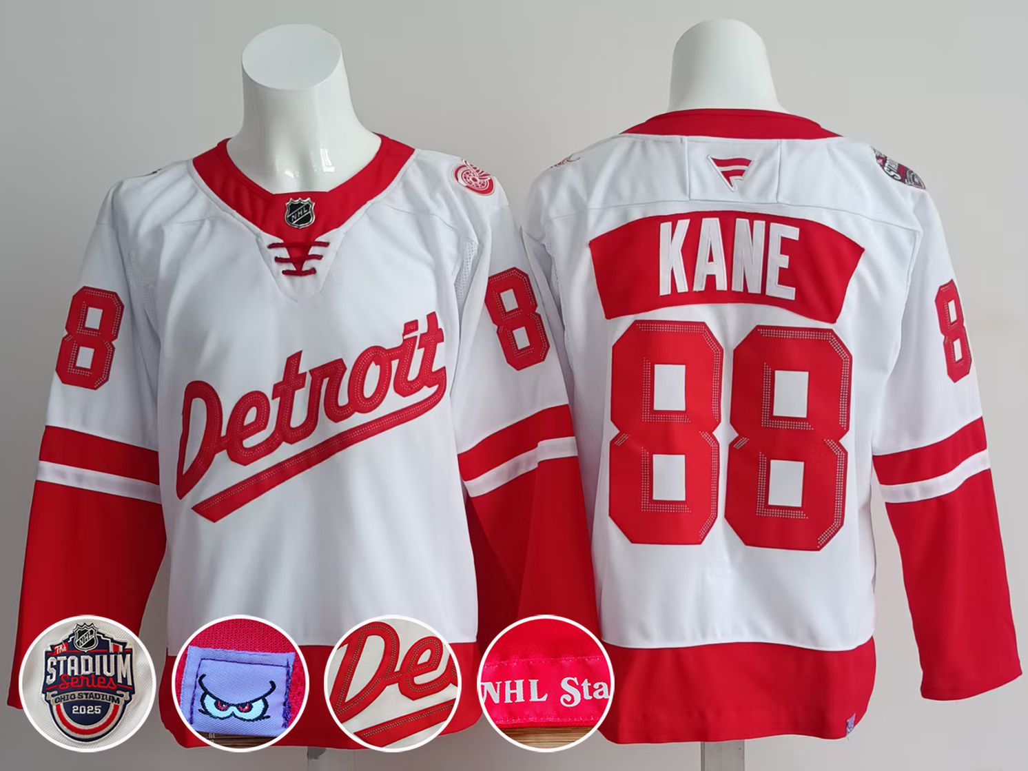 Men Detroit Red Wings #88 Kane White 2025 Fanatics Home Premium NHL Jersey->detroit red wings->NHL Jersey